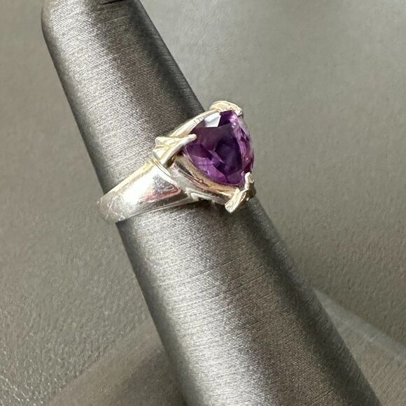 Vintage Sterling Silver Amethyst Ring Signed C^A Charles Addison Size 6 - Picture 3 of 4